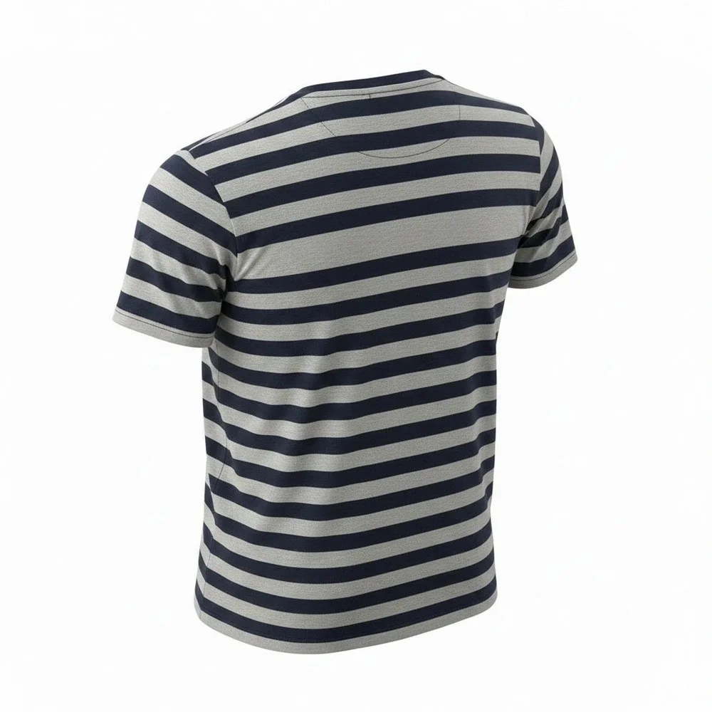Polo Ralph Lauren Mens‎ XL Custom Slim Fit Striped T-Shirt Navy Grey Cotton Tee